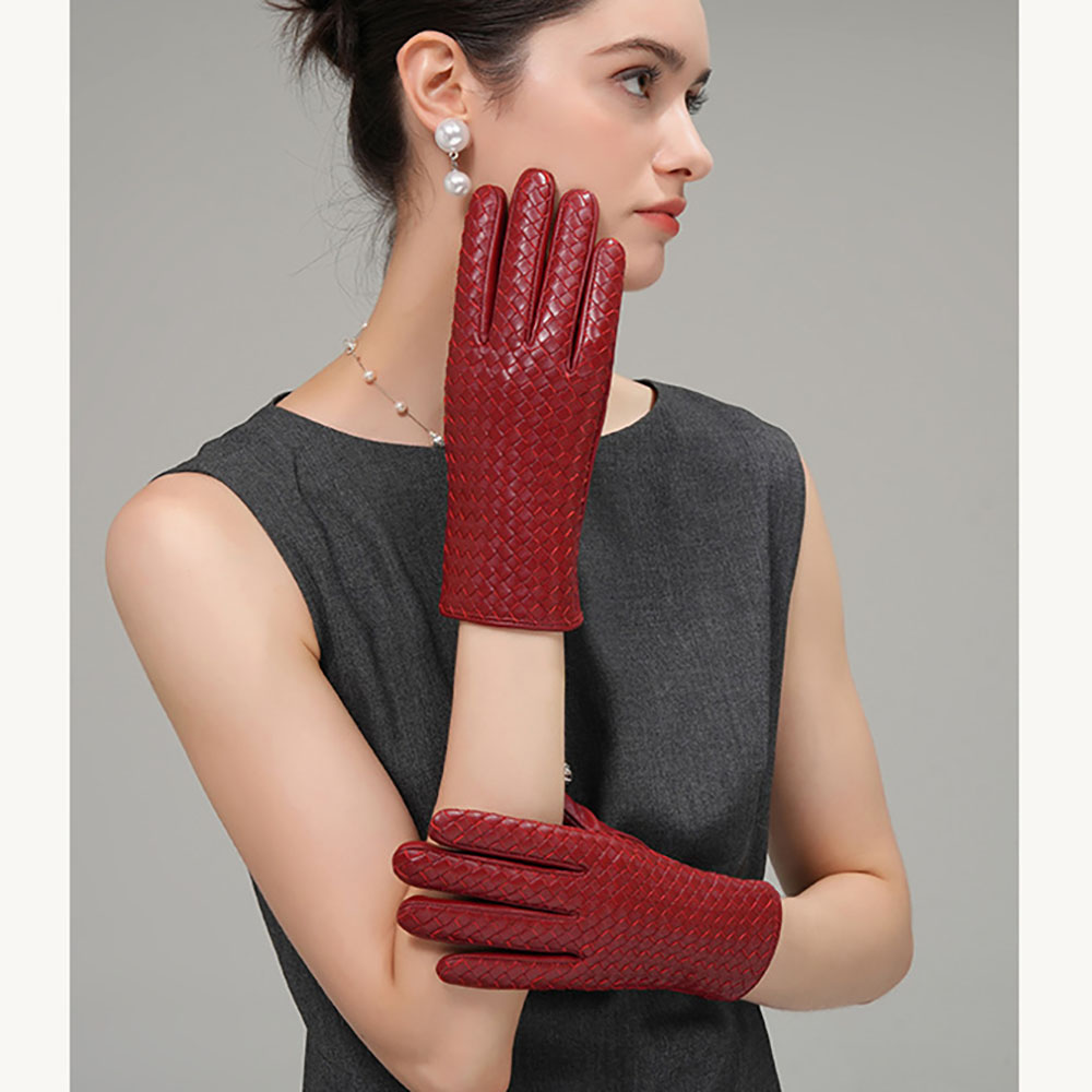 Wool Glove Lined - Luvas de Couro Genuíno Femininas de